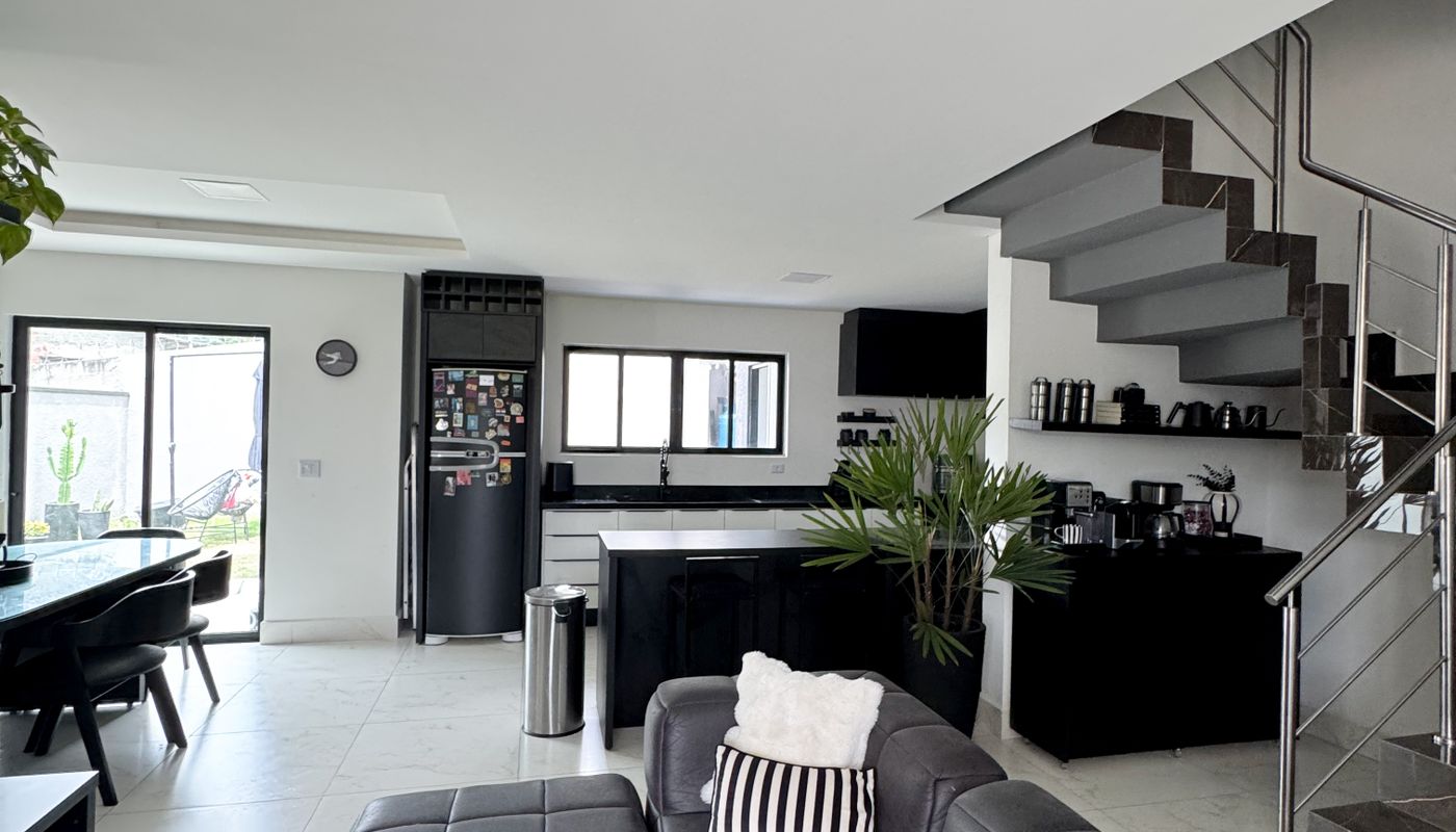 Modern living room with a clean recessed false ceiling